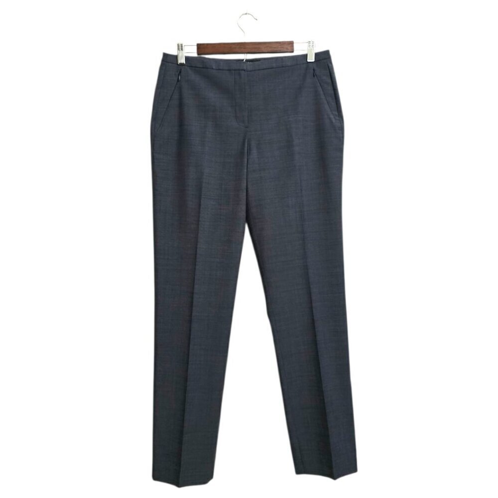 Elie Tahari Gray Tapered Straight Leg Ankle Wool Blend Trousers Sz 8